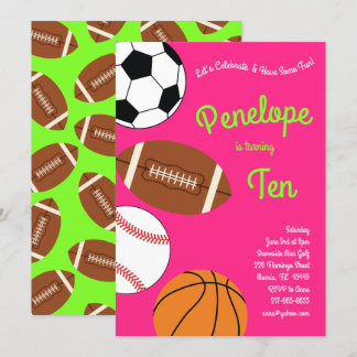 Sport Kindergeburtstag Party Rosa Girls Einladung