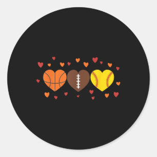 Sport Liebe Fußball Basketball Valentinstag Runder Aufkleber