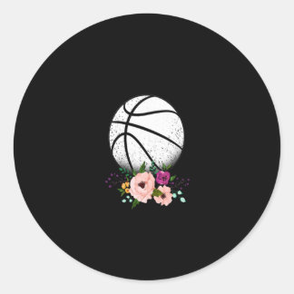 Sport Lover | Basketball und Blume Liebe Runder Aufkleber