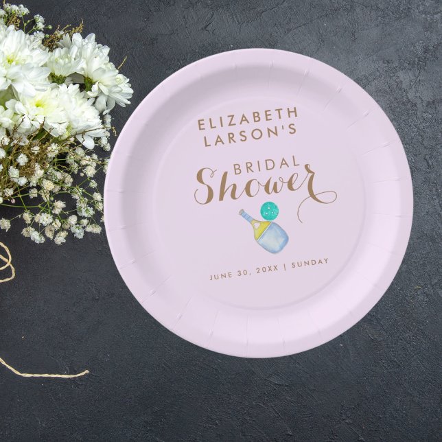 Sport Lover Wasserfarbe Pickleball Themed Bridal Pappteller (Von Creator hochgeladen)