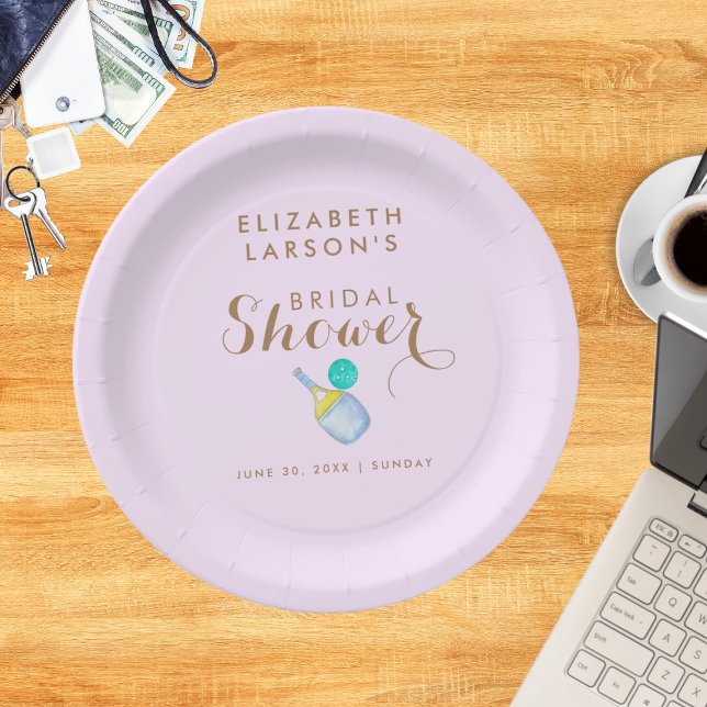 Sport Lover Wasserfarbe Pickleball Themed Bridal Pappteller (Von Creator hochgeladen)