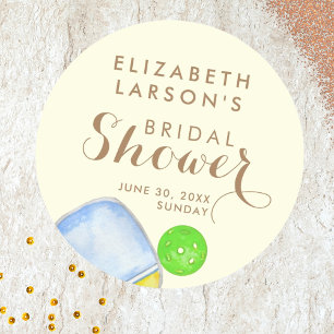 Sport Lover Wasserfarbe Pickleball Themed Bridal Runder Aufkleber