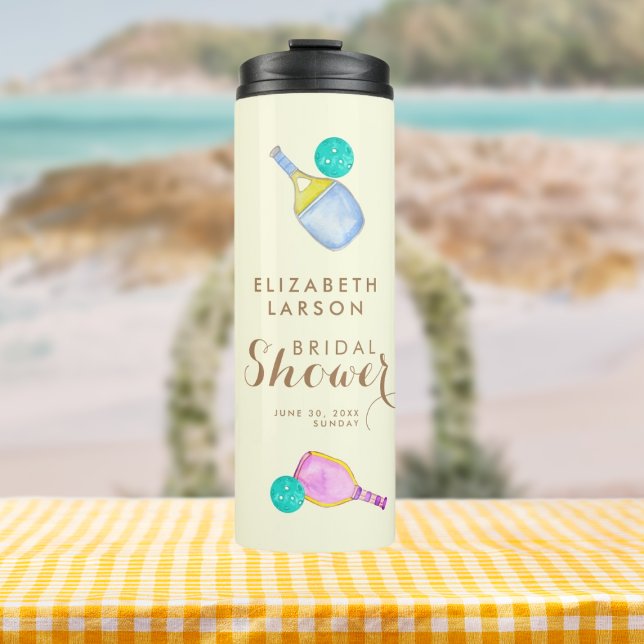 Sport Lover Wasserfarbe Pickleball Themed Bridal Thermosbecher (Von Creator hochgeladen)