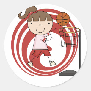 Sport-Mädchen - Basketball-T-Shirts und Geschenke Runder Aufkleber