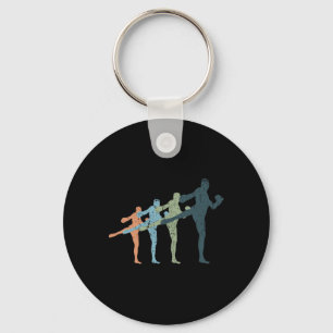 Sport-Mama und Papa-Silhouette - Vintage Kickboxen Schlüsselanhänger