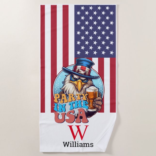 SPORT Party in USA Monogram Beach Towel Strandtuch (Vorderseite)
