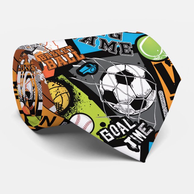 Sport Pattern With Balls Krawatte (Gerollt)