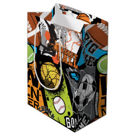 Sport Pattern With Balls Mittlere Geschenktüte