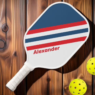 Sport Postman Nostalgische Streifen mit Namen Pickleball Schläger