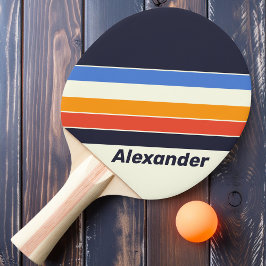 Sport Retro Fünf Streifen mit Namen Tischtennis Schläger