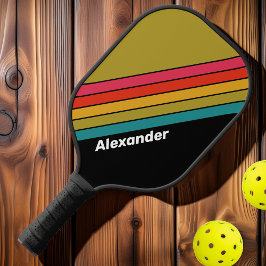 Sport Retro Mitternacht Regenbogen Streifen mit Na Pickleball Schläger