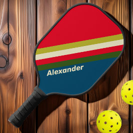 Sport Retro Rugby Strichen mit Namen Pickleball Schläger