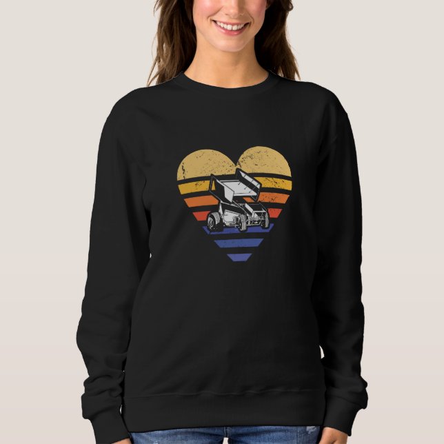 Sport Retro Sunset Heart Sprint Car Racing Sweatshirt (Vorderseite)