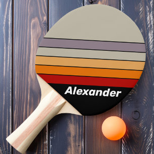 Sport Retro Vibe Regenbogen gestreift mit Namen Tischtennis Schläger