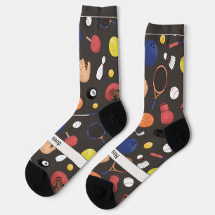 Sport-Schulmuster auf Dunkelgrau Socken