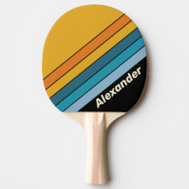 Sport Schwarz Regenbogen gestreift mit Namen Tischtennis Schläger