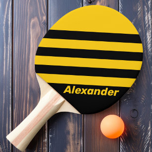 Sport-Sicherheitsbiene Nostalgische Streifen mit N Tischtennis Schläger