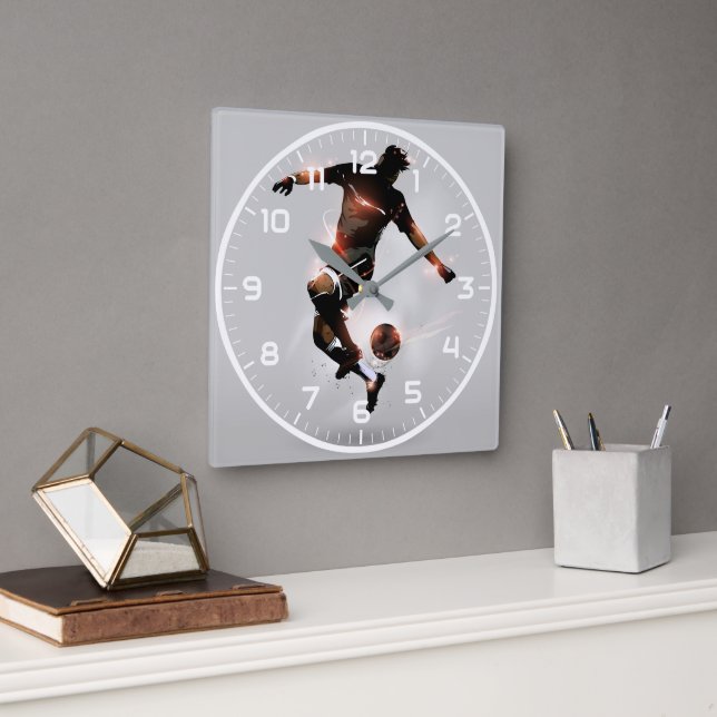 Sport Soccer | Fußball modern Quadratische Wanduhr (Büro)