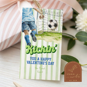 Sport Soccer Kickin Stripe Valentinstag-Etikett Geschenkanhänger