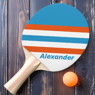 Sport Sommer Nostalgische Streifen mit Namen Tischtennis Schläger