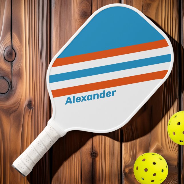 Sport Sommerzeit Nostalgische Streifen mit Namen Pickleball Schläger (Von Creator hochgeladen)