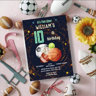 Sport-Spiel blauen Jungs Sport 10. Geburtstag Einladung