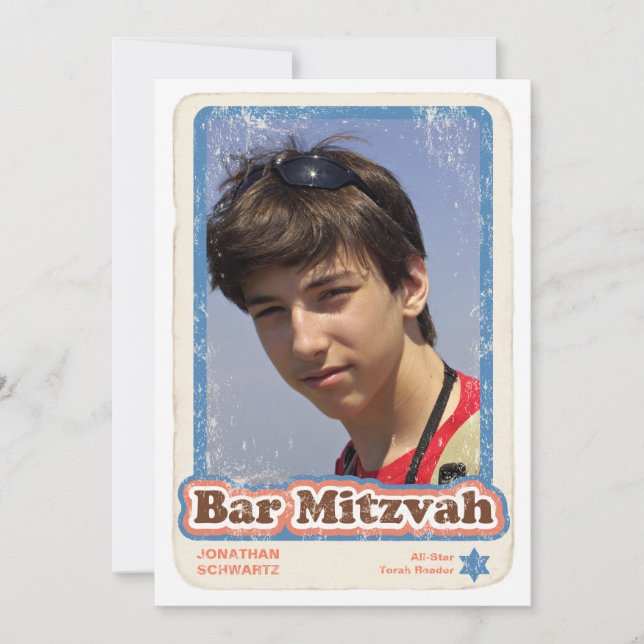 Sport-Stern-Bar Mitzvah Einladungs-Blau Einladung (Vorderseite)