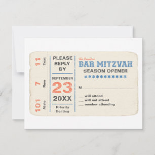 Sport-Stern-Bar Mitzvah UAWG Antwort-Karten-Blau RSVP Karte