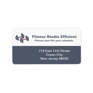 Sport Studio Tagline Hantel Grau Weiß Adresse Adressaufkleber