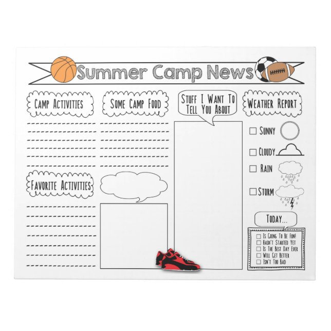 Sport Summer Camp News Notizblock (Vorderseite)