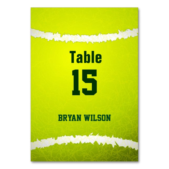 Sport Tennis Thema Personalisierte Tischnummern (Vorderseite)