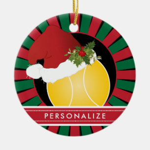 Sport Tennis Weihnachten Weihnachtsmannmütze Keramik Ornament