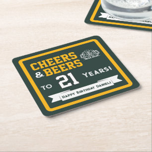 Sport-Themen-Biere und Prost zum Geburtstag Rechteckiger Pappuntersetzer