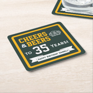 Sport-Themen-Biere und Prost zum Geburtstag Rechteckiger Pappuntersetzer