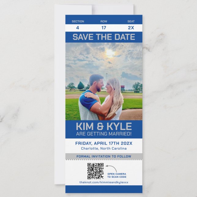 Sport Ticket Save the Date großer Flachkarte QR Co (Vorderseite)