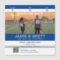 Sport Ticket Save the Date Square Magnet QR Code