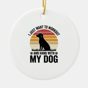 Sport treiben und mit meinem Hund abhängen Vintage Keramik Ornament