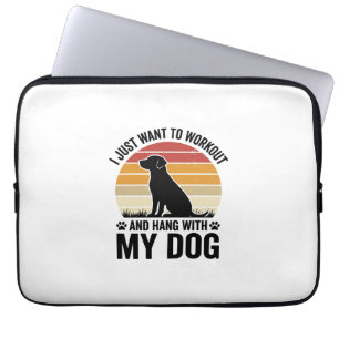 Sport treiben und mit meinem Hund abhängen Vintage Laptopschutzhülle