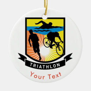 SPORT Triathlon-Fahrrad-Schwimmen-Lauffahne Keramik Ornament