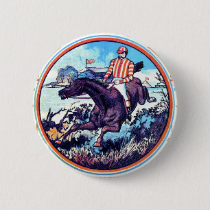 Sport und Spiele Fuchsjagd Vintage-Buchcover Button