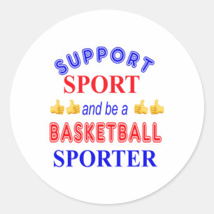 Sport unterstützen und Basketballsportler werden Runder Aufkleber