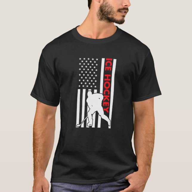 Sport Us Flag Ice Hockey Premium T-Shirt (Vorderseite)