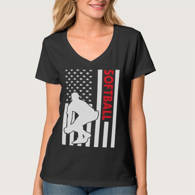 Sport Us Flag Softball T-Shirt (Vorderseite)
