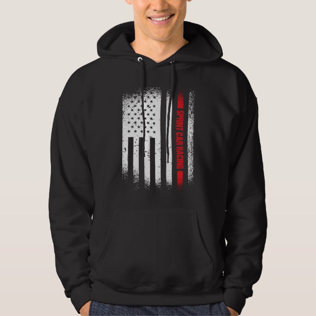 Sport Us Flag Sprint Car Racing 2 Hoodie (Vorderseite)