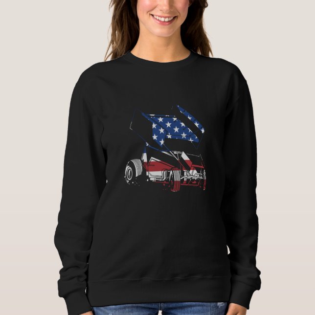 Sport Us Flag Sprint Car Racing Sweatshirt (Vorderseite)