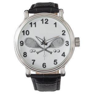 Sport Vintage Gekreuzte Tennis Schläger Tennisbäll Armbanduhr