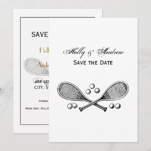 Sport Vintage Gekreuzte Tennis Schläger Tennisbäll Einladung