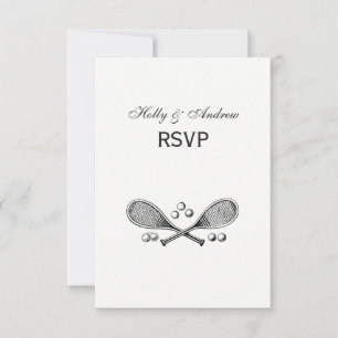 Sport Vintage Gekreuzte Tennis Schläger Tennisbäll RSVP Karte