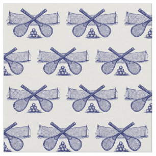 Sport Vintage Tennis Netz, gekreuzte Schläger Blau Stoff