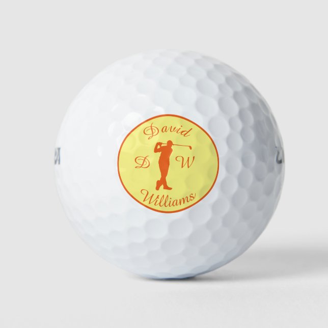 Sportaktivitäten Golfer Male Orange Silhouette Gol Golfball (Vorderseite)